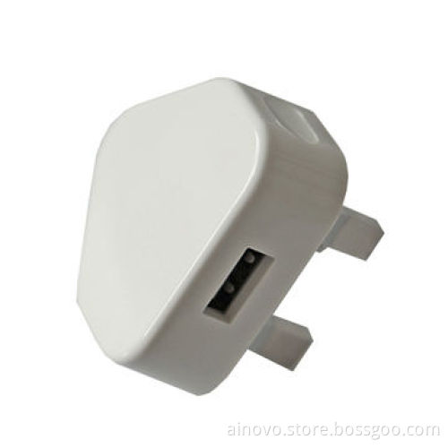Universal Travel Adapter with USB Port for Phones, Portable, 100V-240V AC, 5V DC/1A, White Color